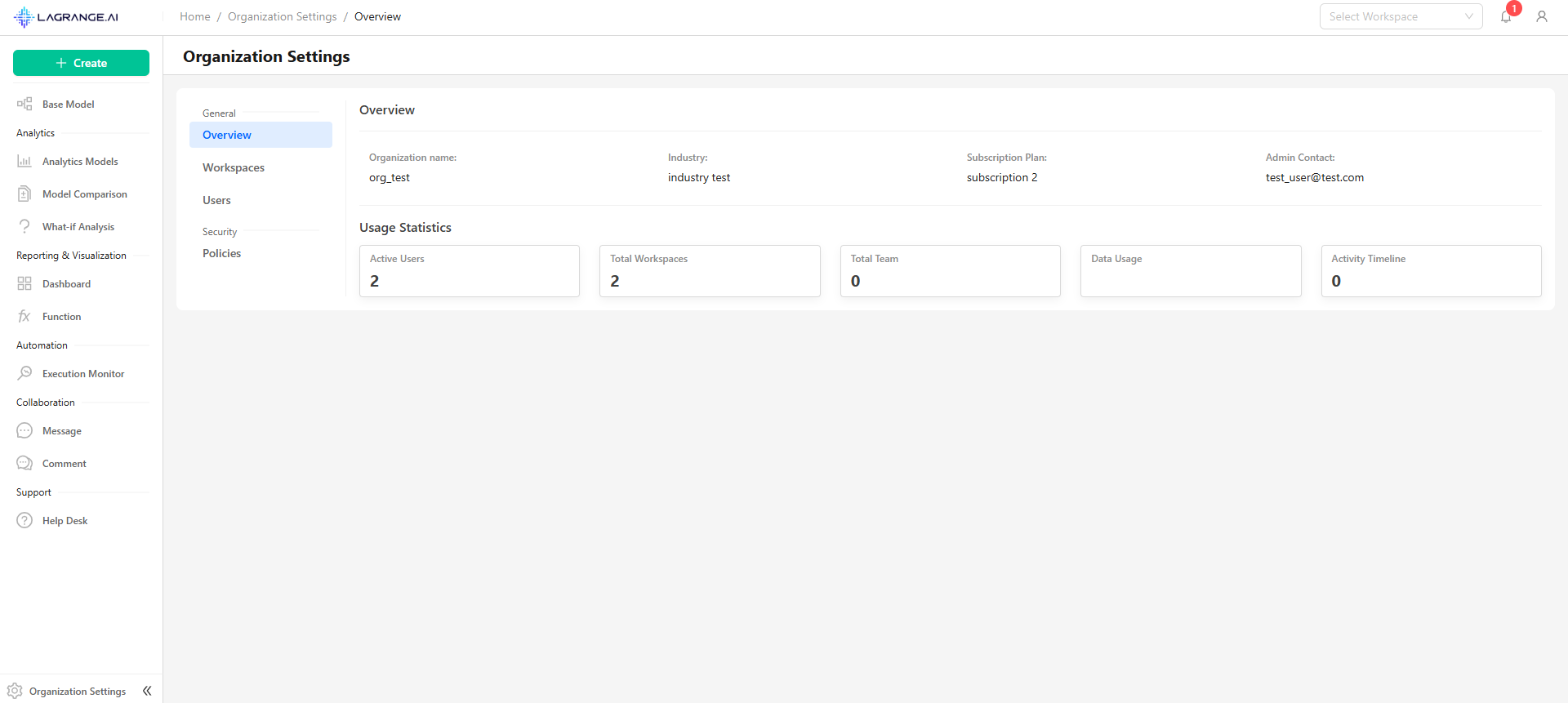 Organization settings